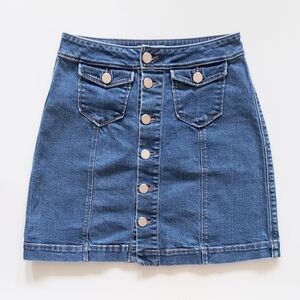 Madewell Size 25 US 0 Denim Full Zip Front Mini Skirt Blue Pockets